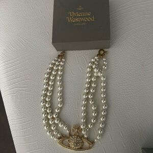 Vivienne Westwood Triple Pearl white Gold Choker Necklace MINT CONDITION